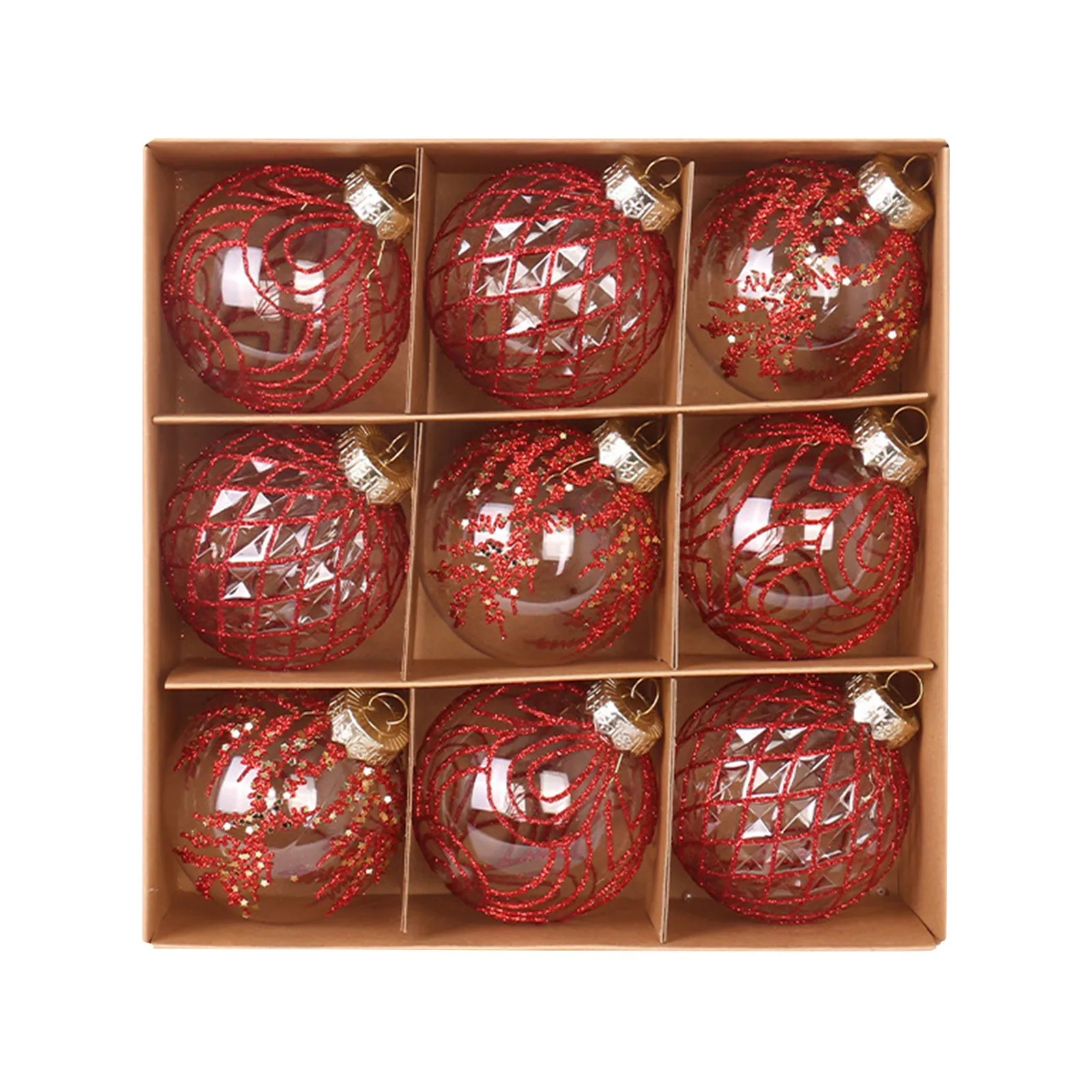 Balls Christmas Tube 8Pcs Red
