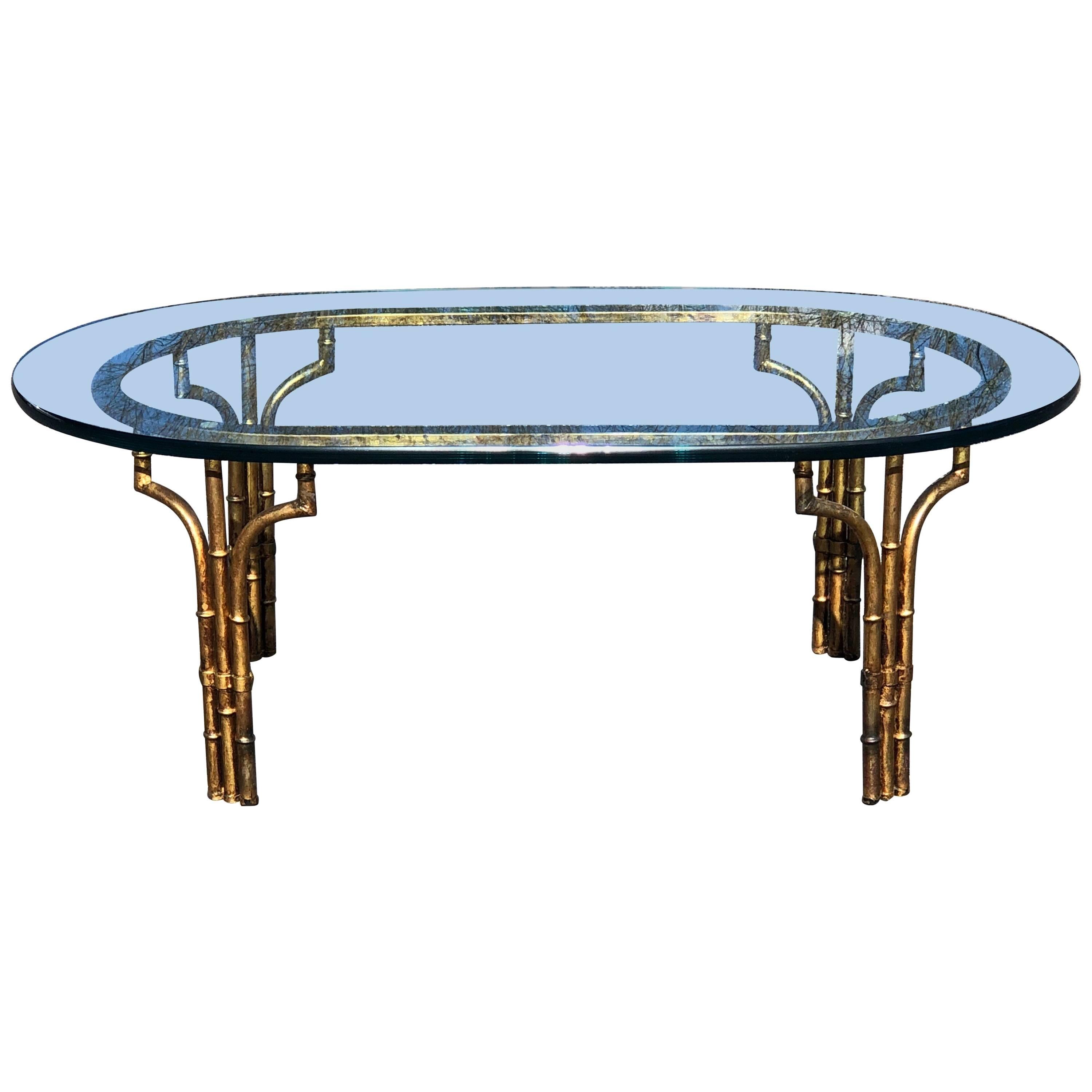 Bamboo Oval Glass Table