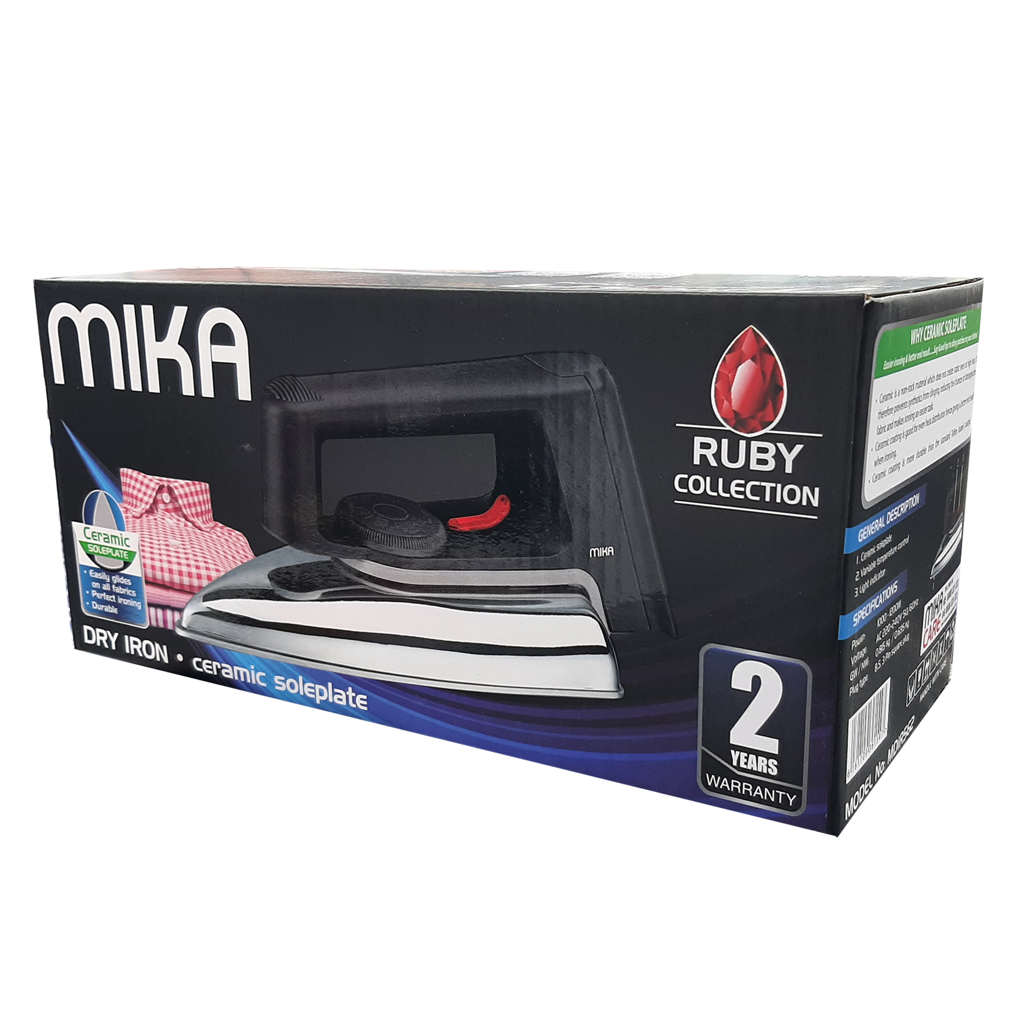 Mika Dry Iron Non-Stick Wht/Bl No.mdir318