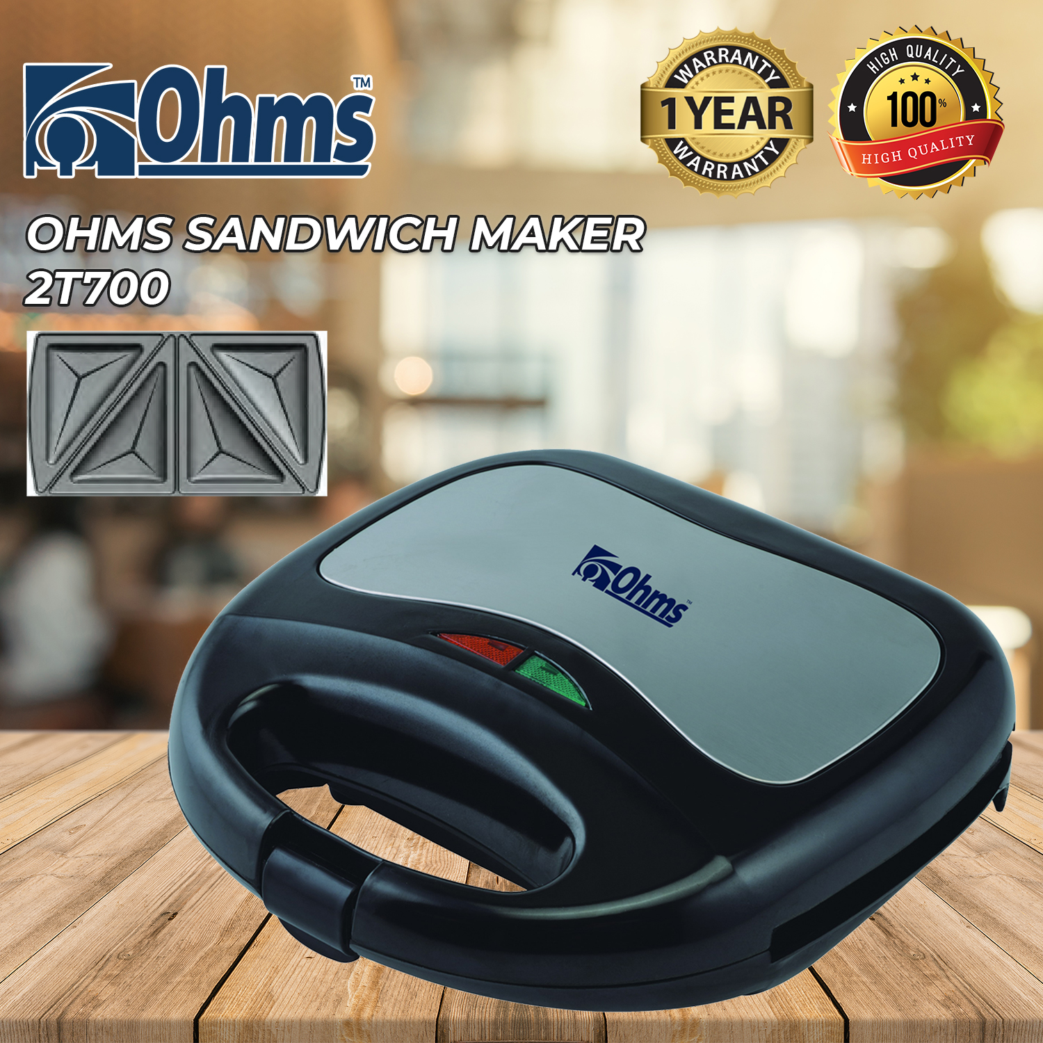Ohms Sandwich Maker Osm-2Tb26