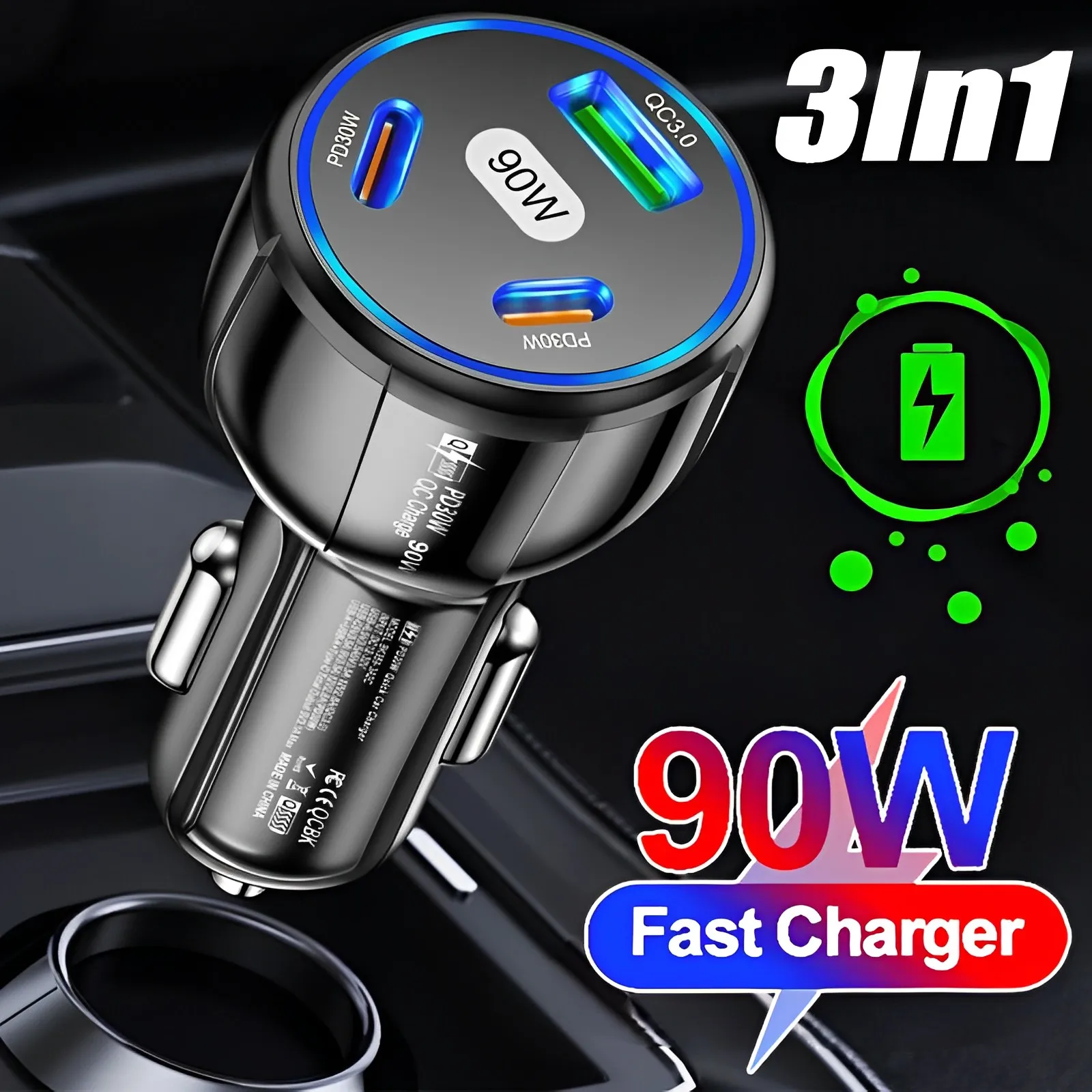 Original Car Charger A903 Type-C 3 In 1