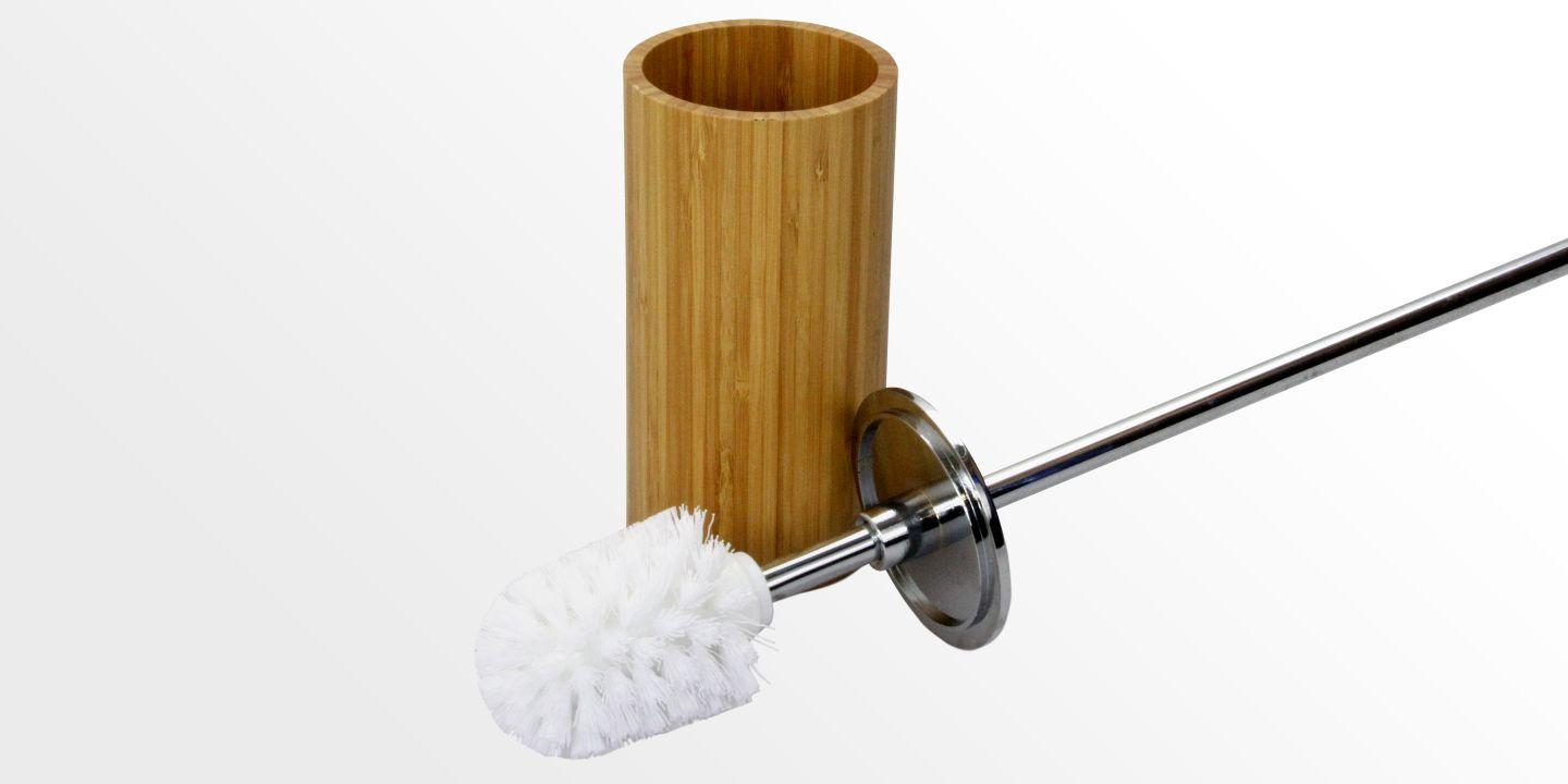 Panda Toilet Brush+Holder Bamboo Finish