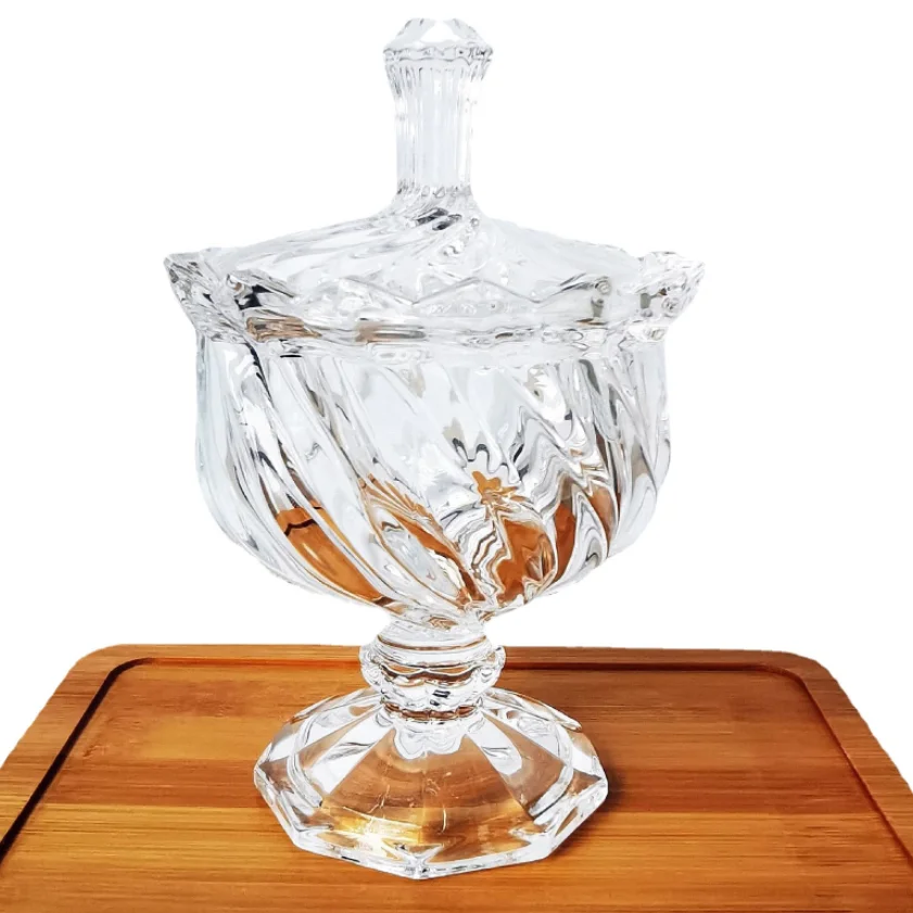 1 Pc Crystal Candy Pot Glass Sugar Dish