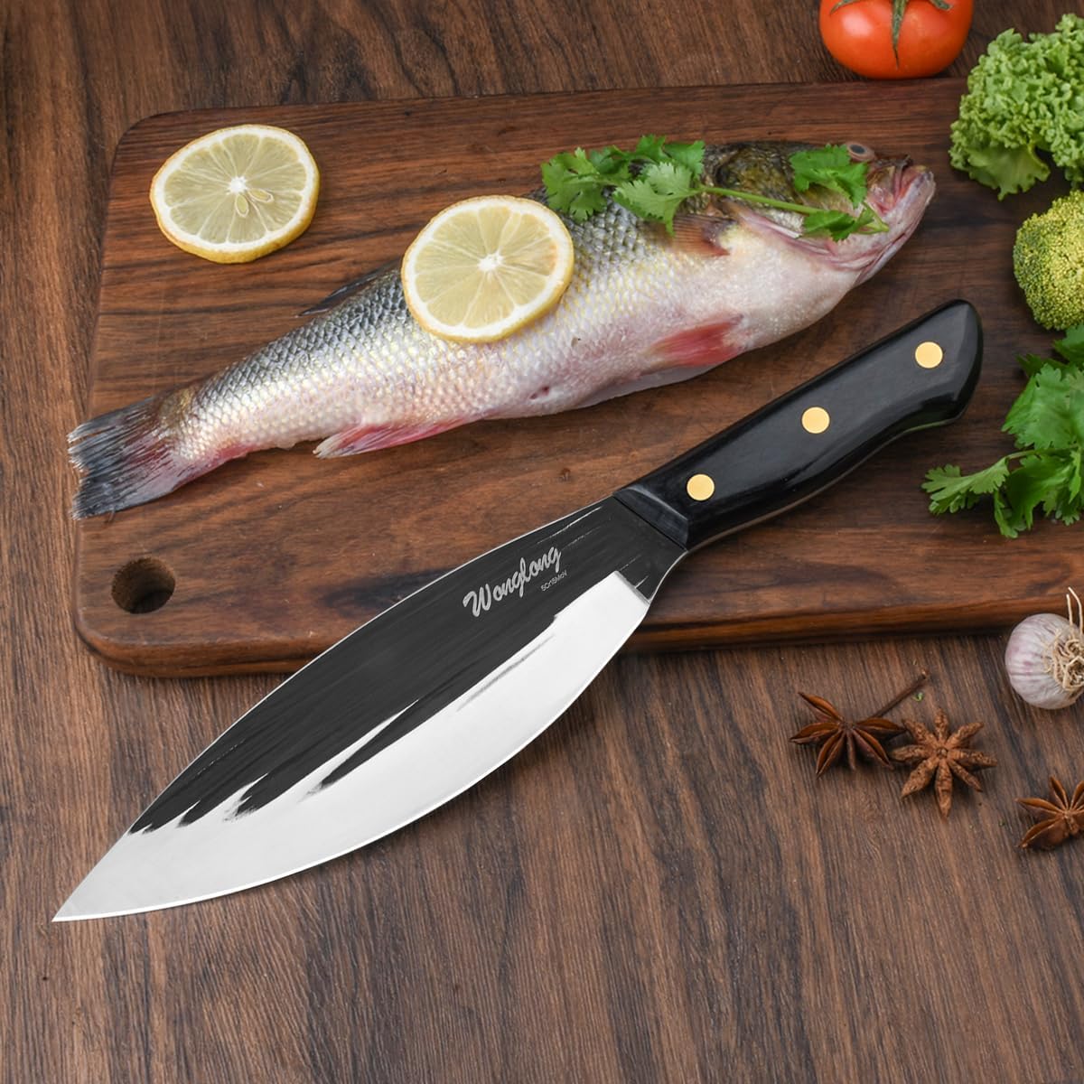 Giant Catfish Knife W/Handle 8''