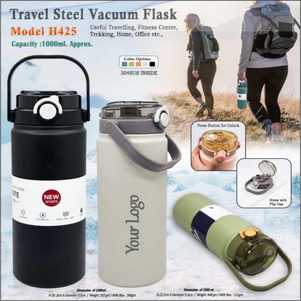 Hx1000Ml Steel Vacuum Flsk W/Bag