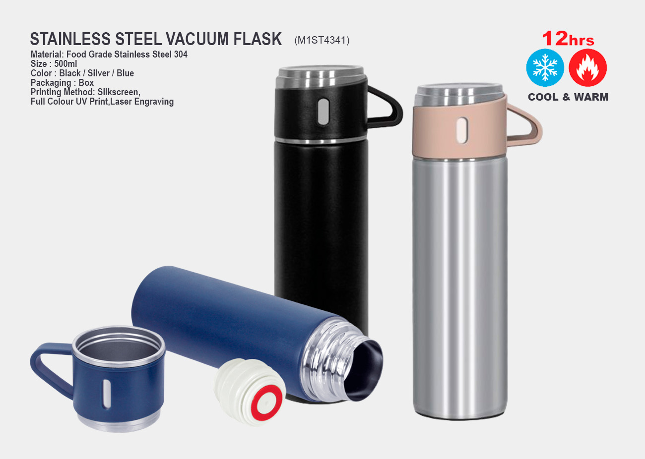 Rashnik Steel Vacuum Flask Rn-1817 1000Ml