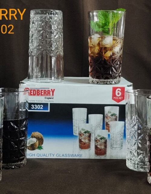 Redberry Plain Glass 6Pc No.2012/Th6