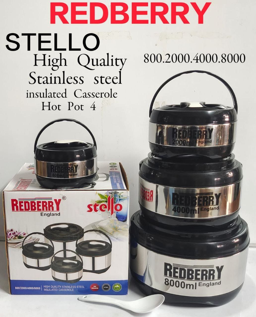 Redberry Stello Hot Pot 4Pcs 12/30/60/10000