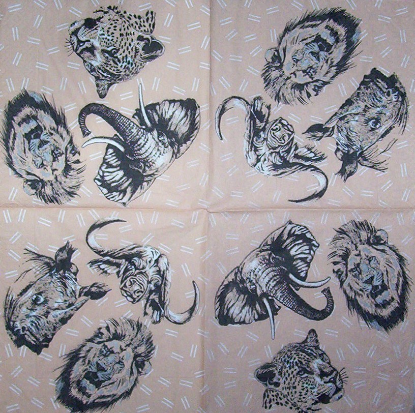 Safari Black Printed Serviettes