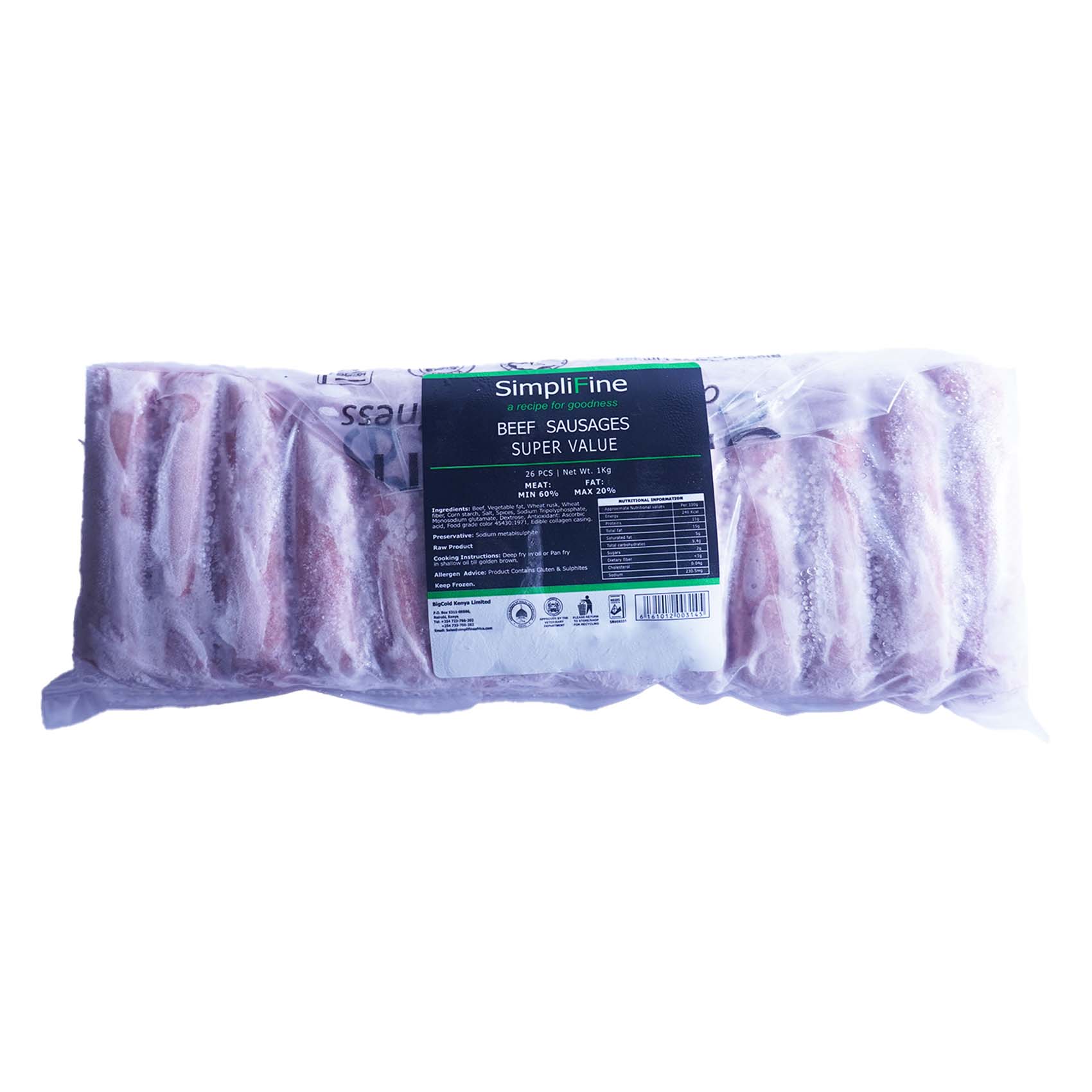 Simplifine Beef Sausage Svp 1Kg