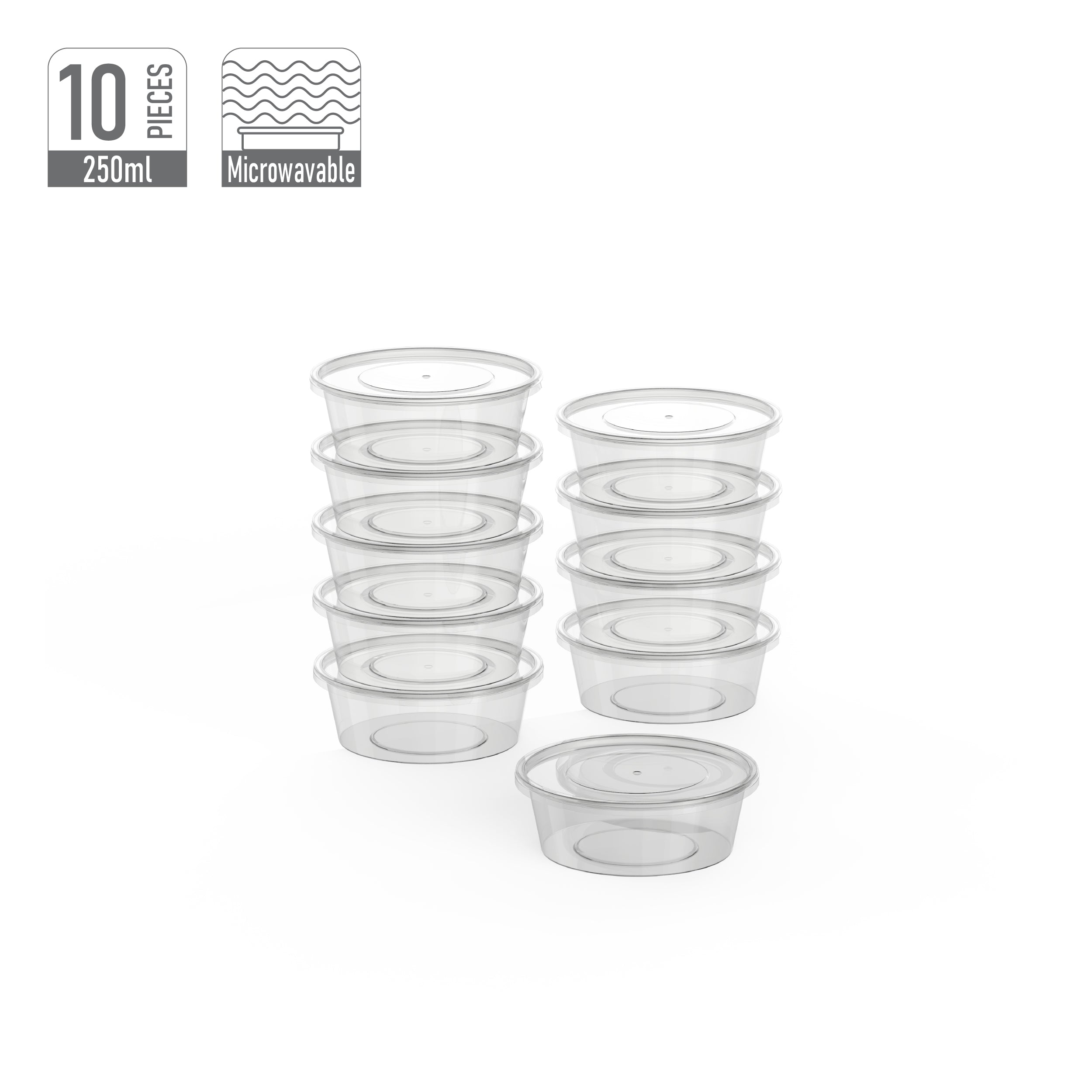 Techpak V.pack Round Cont. 250Ml*10Pcs