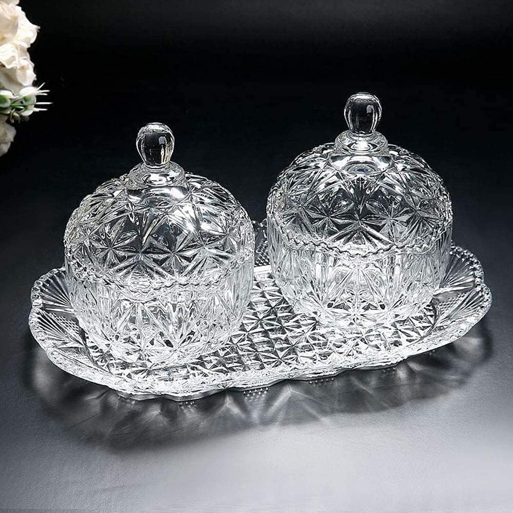 Glass Sugar Dish 3Pcs+Tray