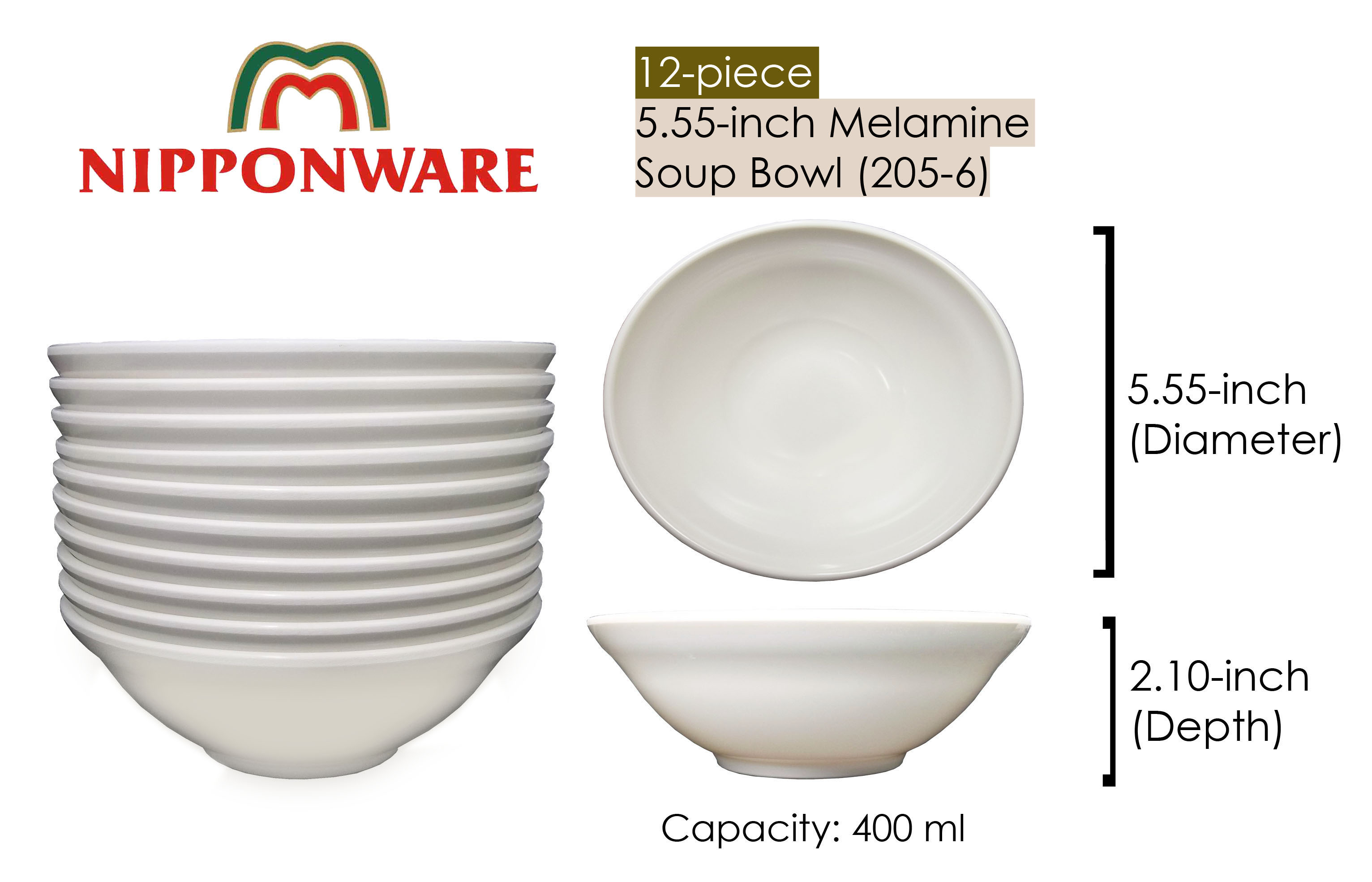 Melamine Soup Bowl Plain 12.5Cm W22195