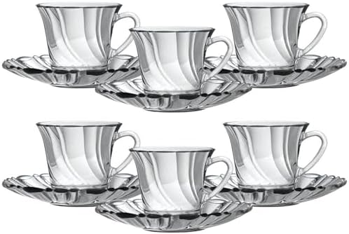 Rio Glass Cup&Saucer 6+6 Rose
