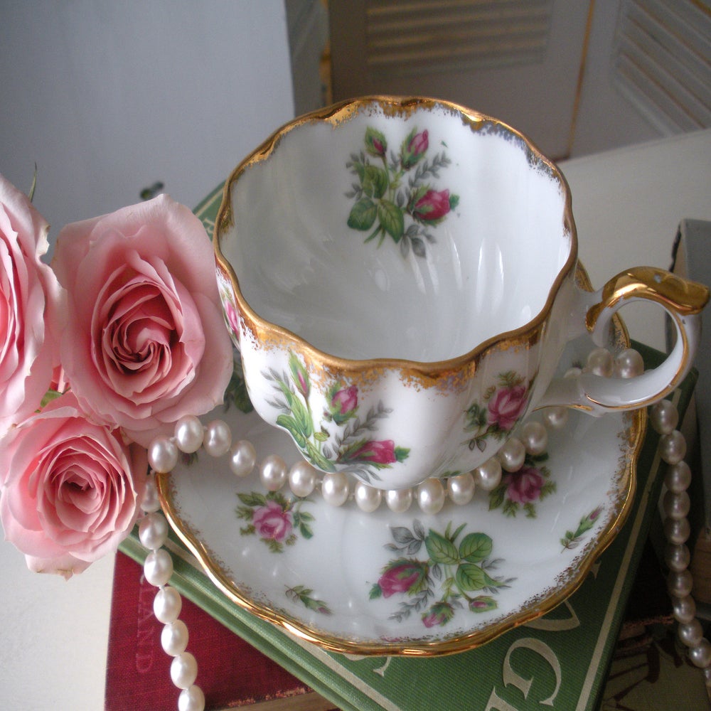 Rose Tea Cup & Saucer Brown 12Pcs