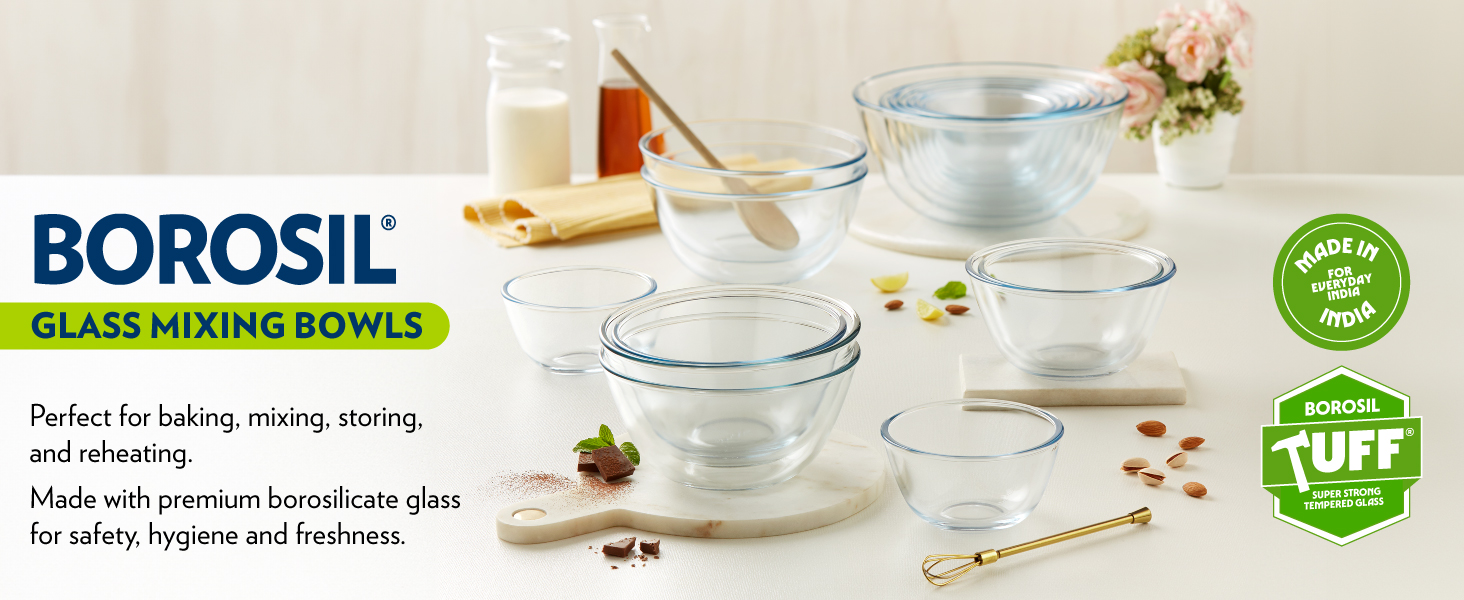 Borosil Mixing Bowl+Lid 1.5Ltr