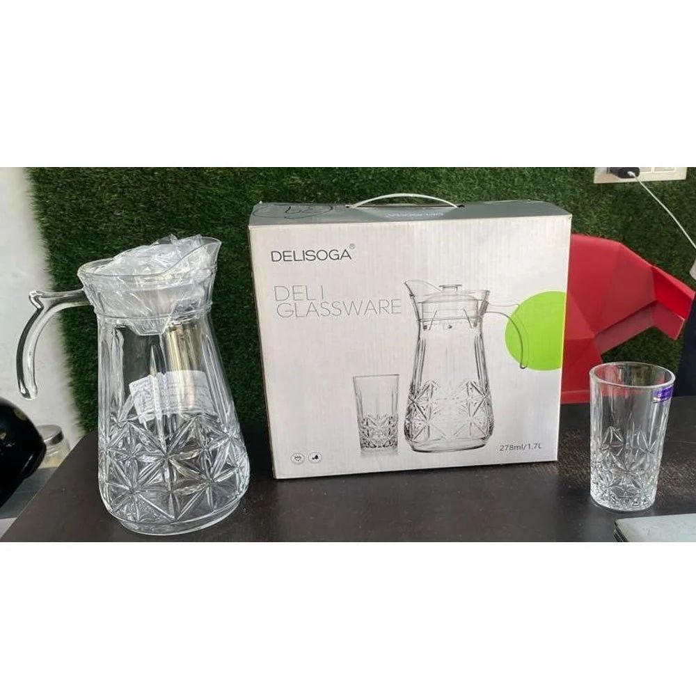 Deli Glassware Jug And 4Pcs Cups 1.8L