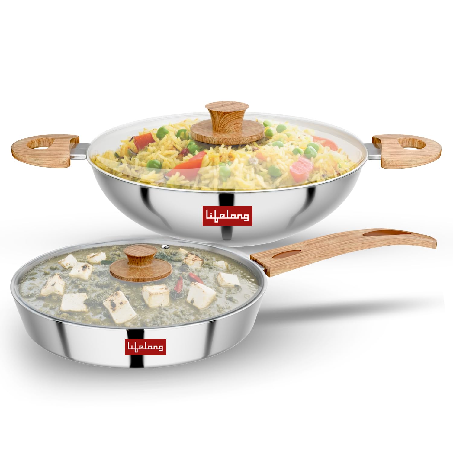 Fry Pan W/Lid Kadhai 22Cm