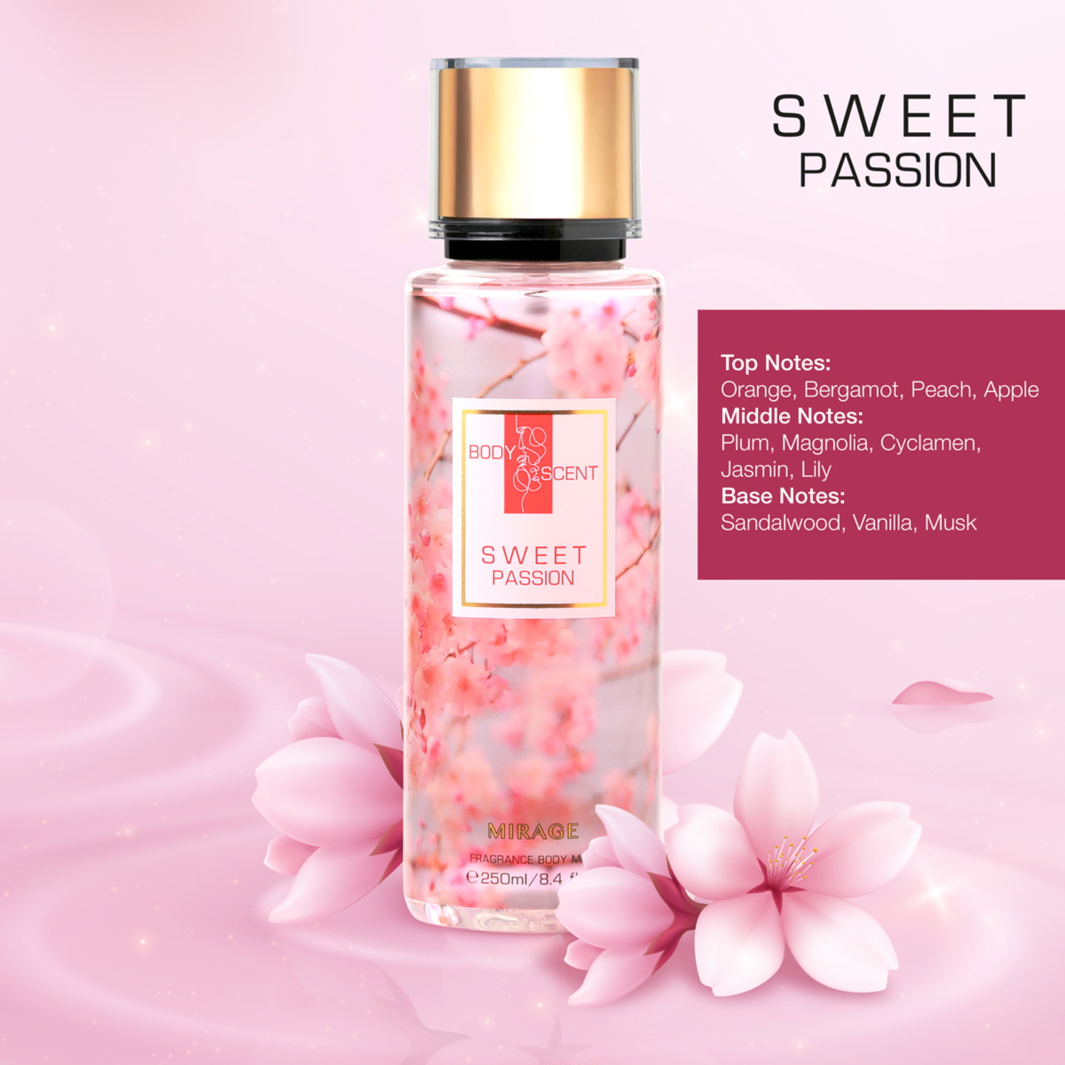 Mirage Body Scent Mist Assort.250Ml