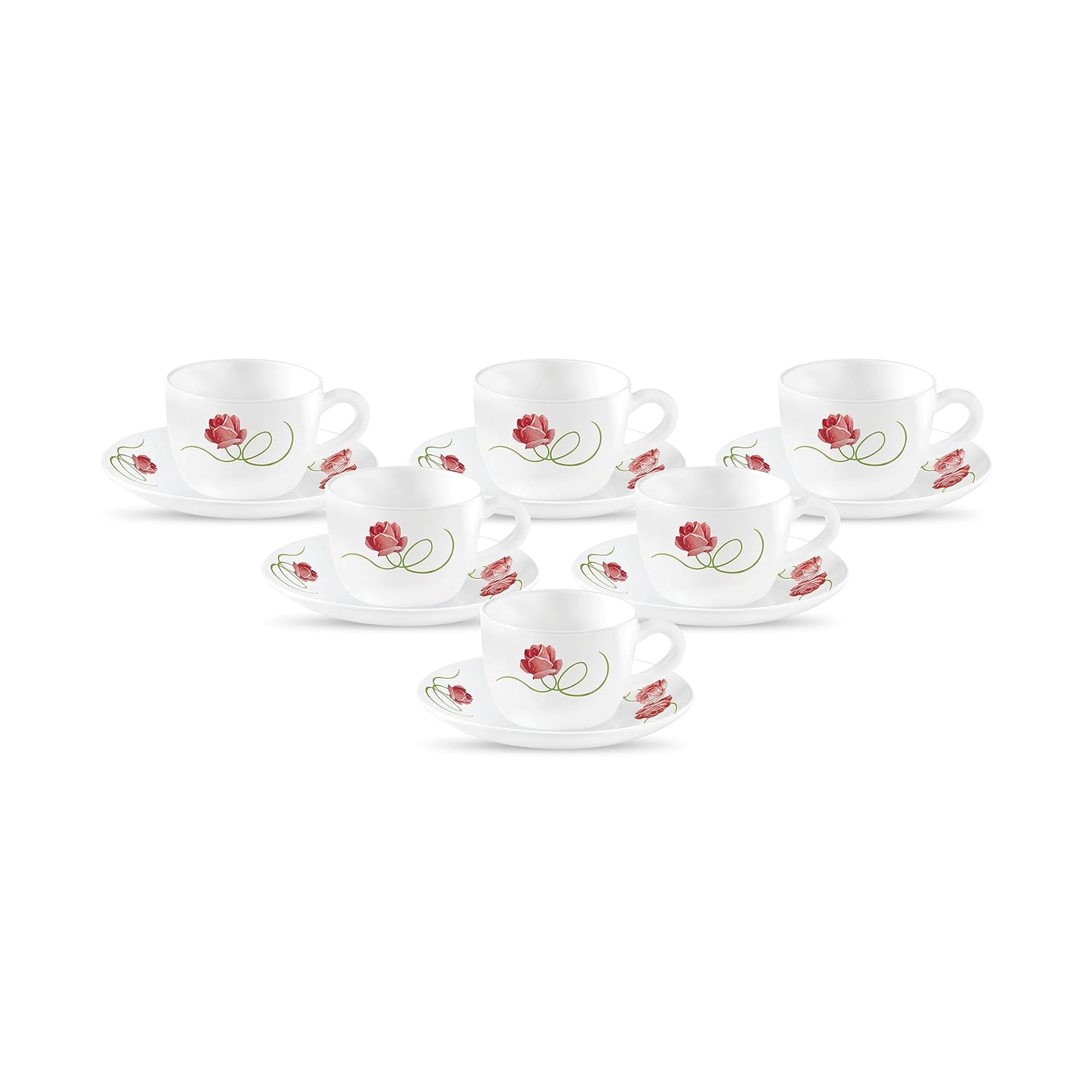 Redberry Opal Deco Cup N Saucer 6+6 Pcs Cup