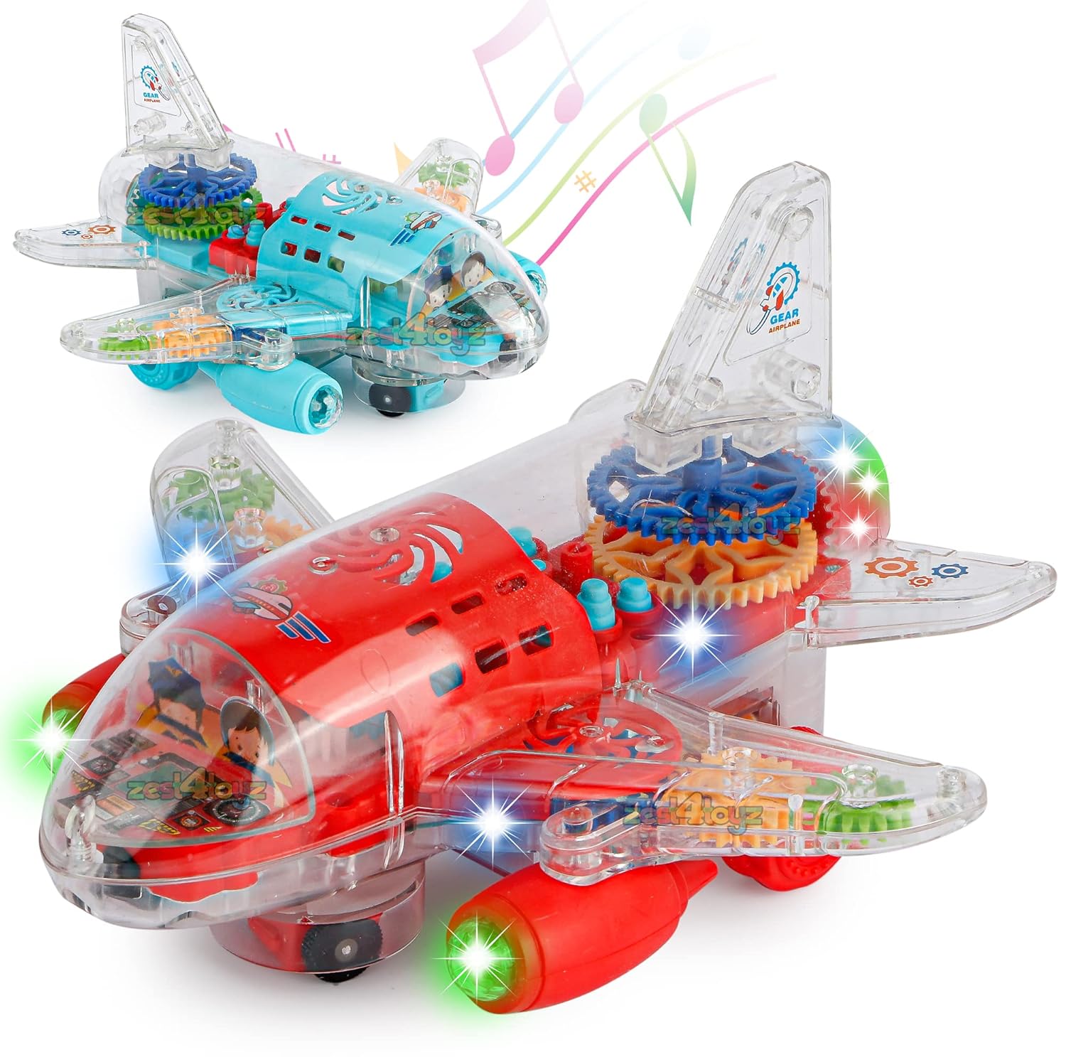 Toy Gear Plane Transparent Light Music