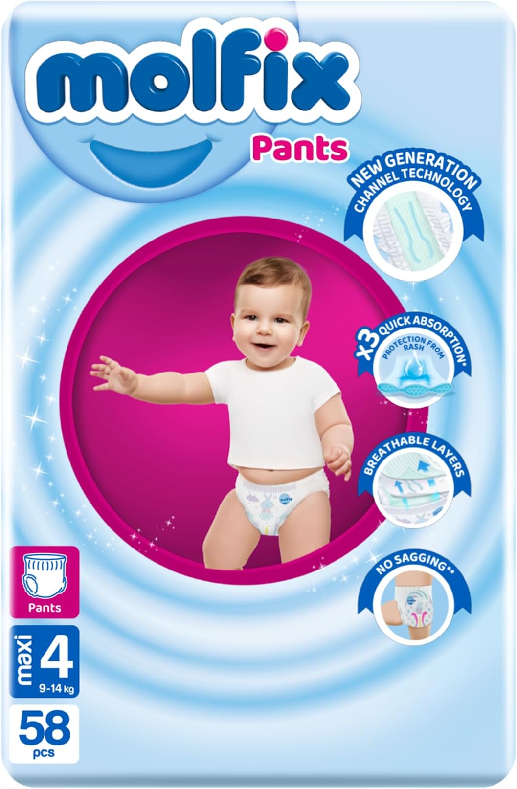 Molfix Diapers Pants Jumbo No.4,(56)No.5(52).
