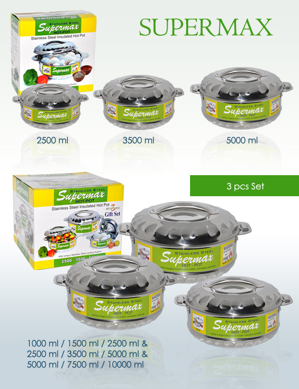 Supermax Famous S/S Hotpot 3Pc 5/75/10000